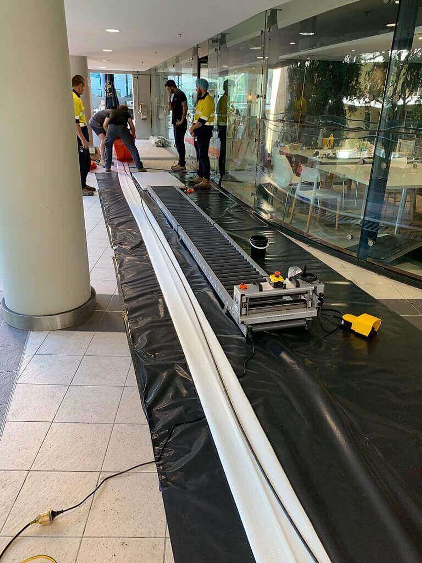Stormwater relining setup staged outside Royal Prince Alfred Hospital